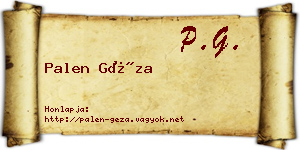 Palen Géza névjegykártya